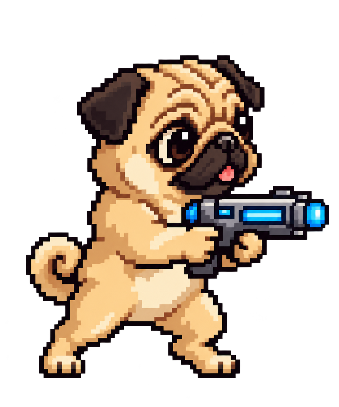 Mobsik — a pixel pug with a blaster
