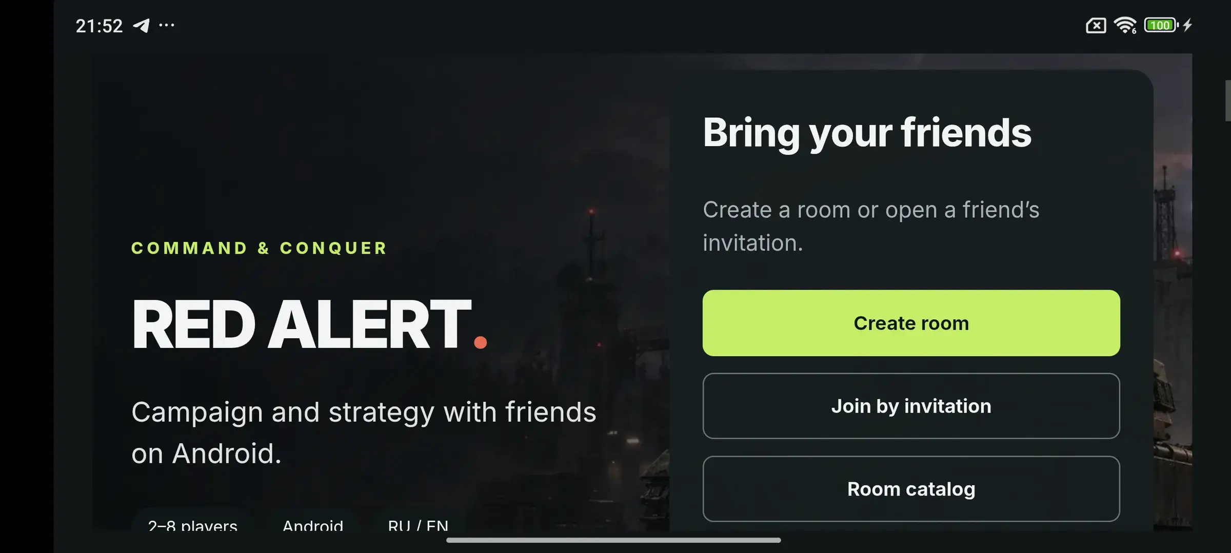 On the website, tap Create room