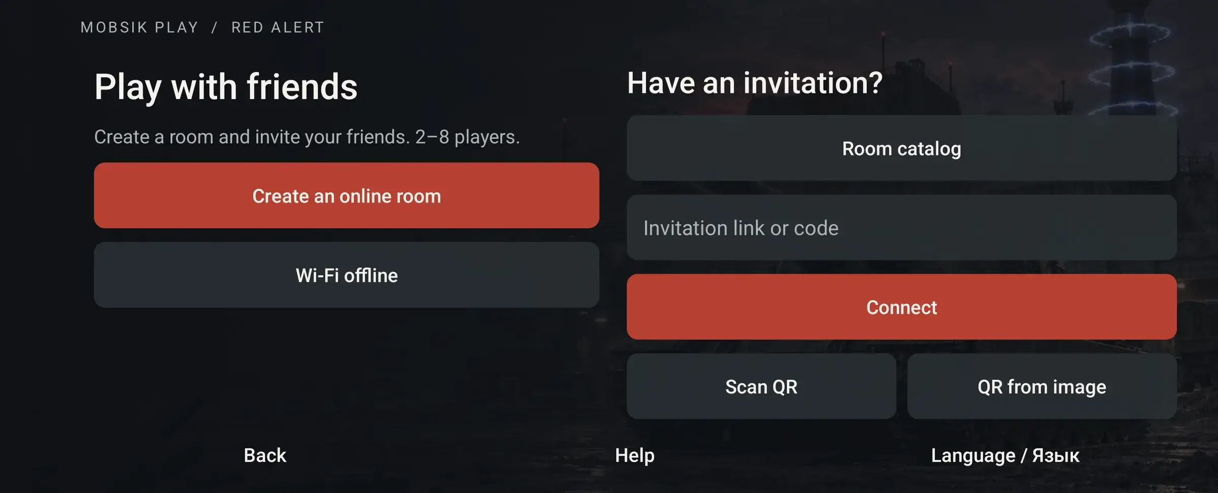 Tap Create an online room