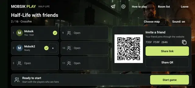 Start the match in the app
