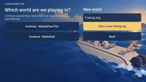 Выбор нового или сохранённого мира внутри MOBSIK.